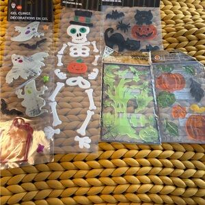 Halloween Gel Clings Set - Skeleton, Ghosts, and Pumpkins